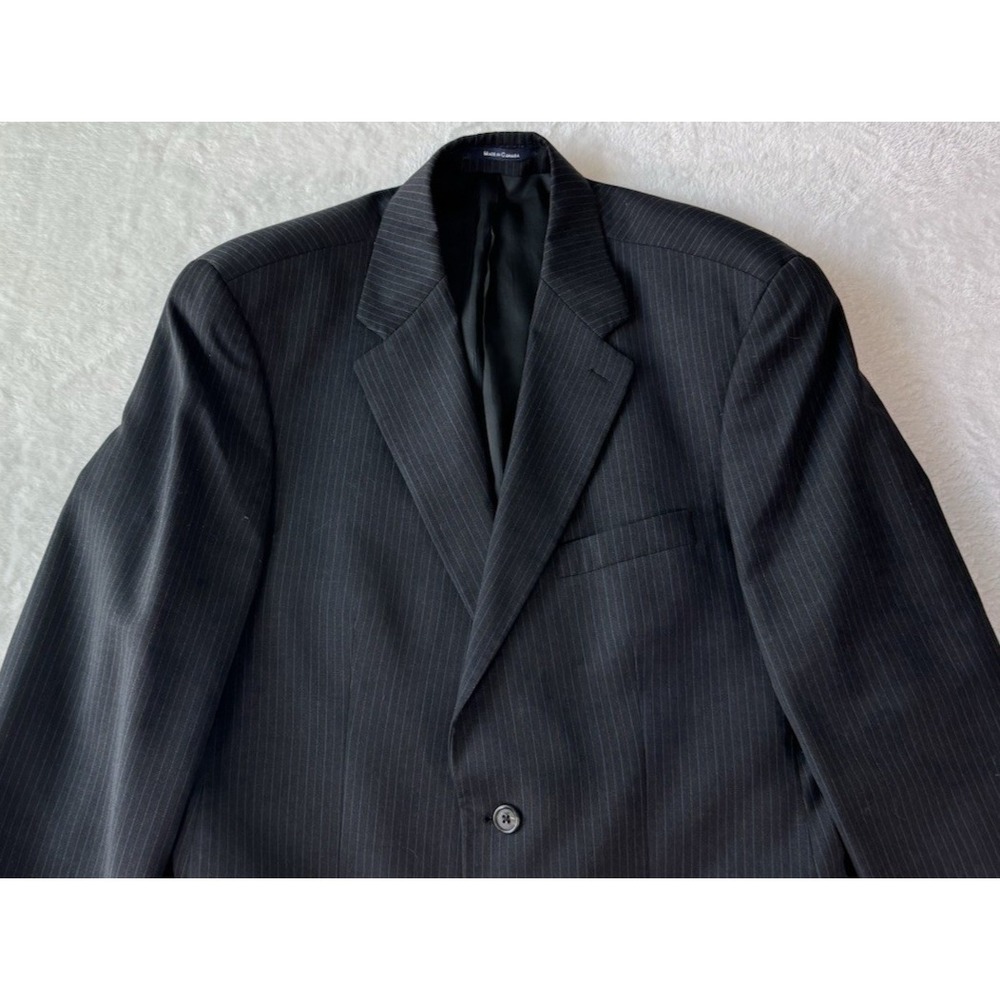 Lauren Ralph Lauren Blazer Mens 42T Wool Cashmere‎ Black Blue Pinstripe - Picture 6 of 16